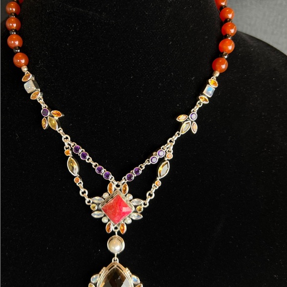 🦋NICKY BUTLER RAJ LIMITED EDITION Carnelian Smokey Topaz Necklace VINTAGE NB - Picture 3 of 16